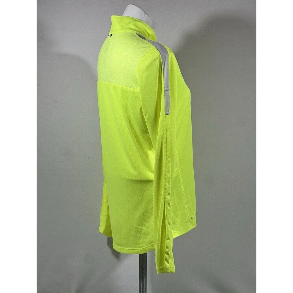 Nike Dri Fit Running Pullover Mens‎ Small Neon Green Quarter Zip Athletic